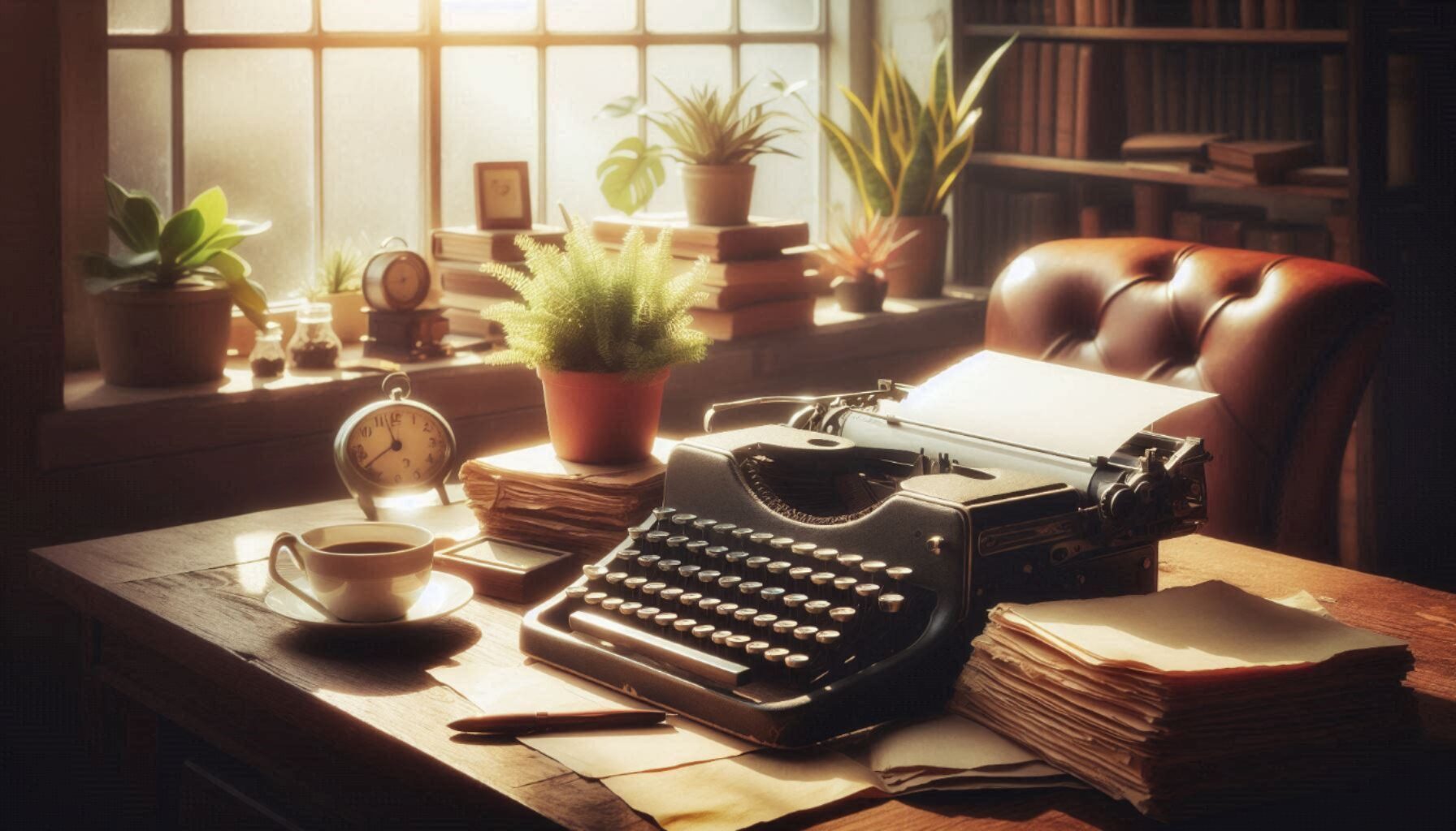 A cozy image of a typewriter